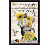YAASIMOULE Into Garden I Go To Lose My Mind And Find Soul Poster Nature Wall Art Gift For Gardener Sunflower Lover Hummingbirds Framed Matte Canvas Prints