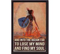 YAASIMOULE Into Ocean I Go To Lose My Mind And Find Soul Vintage Poster Sport Wall Art Gift Athletes Lover Beach Player Youth Girl Surfing Framed Matte Canvas Prints