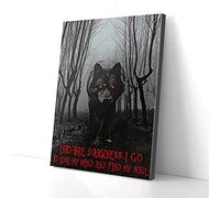 YAASIMOULE Into The Darkness I Go To Lose My Mind Black Wolf Canvas Prints Wall Art