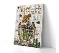 YAASIMOULE It Is Well With My Soul Skeleton Gardening Canvas Prints Wall Art