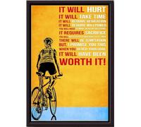 YAASIMOULE It Will Hurt But Worth Cycling Poster Framed Matte Canvas