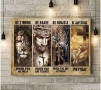 YAASIMOULE Jesus Be strong, brave, humble and awesome everyday Jesus Landscape Canvas Print Wall Art