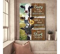YAASIMOULE Jesus Cow on farm Every day is a new beginning Portrait Canvas Print Wall Art