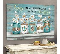 YAASIMOULE Jesus Daisy jar Today only happens once make it amazing Landscape Canvas Print Wall Art