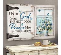YAASIMOULE Jesus Daisy jar Until God opens the next door praise him in the hallway Landscape Canvas Print Wall Art