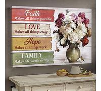 YAASIMOULE Jesus Peonies in green vintage vase Faith, hope, love, family Landscape Canvas Print Wall Art