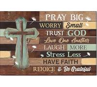 YAASIMOULE Jesus Poster & Canvas Christian Pray Big Worry Small Trust God Love One Another Inspirational Quotes Wall Art Home Decor