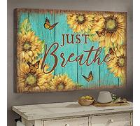 YAASIMOULE Jesus Sunflower and butterfly Just breath Landscape Canvas Print Wall Art