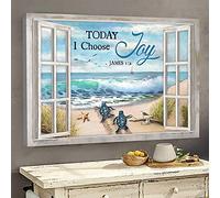 YAASIMOULE Jesus Turtle going to the sea Today I choose joy Landscape Canvas Print Wall Art