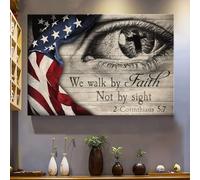 YAASIMOULE Jesus US Flag We walk by faith not by sight Landscape Canvas Print Wall Art