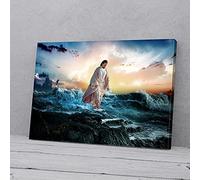 YAASIMOULE Jesus Walking On The Sea Canvas Prints Wall Art