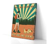 YAASIMOULE Just A Girl In Love With Her Dog And Hiking Canvas Prints Wall Art