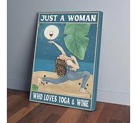 YAASIMOULE Just A Woman Who Loves Yoga And Wine Canvas Prints