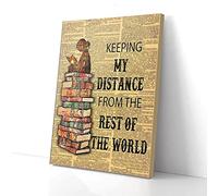 YAASIMOULE Keeping My Distance From The Rest Of The World Reading Librarian Canvas Prints Wall Art