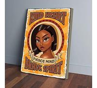 YAASIMOULE Kind Heart Fierce Mind Brave Spirit Black Queen Canvas Prints Wall Art
