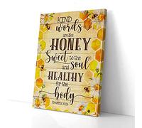 YAASIMOULE Kind Words Are Liek Honey Hippie Daisy Bee Canvas Prints Wall Art