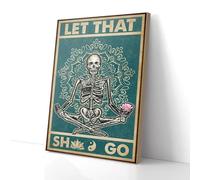 YAASIMOULE Let That Sht Go Skeleton Meditaiton Canvas Prints Wall Art