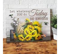 YAASIMOULE Let Whatever You Do Today Is Enough Sunflowers Hummingbird Canvas Wall Art