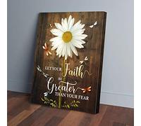 YAASIMOULE Let You Faith Greater Than Fear White Daisy Dragonfly Canvas Wall Art