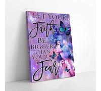 YAASIMOULE Let Your Faith Be Bigger Hippie Afro Butterfly Canvas Prints Wall Art