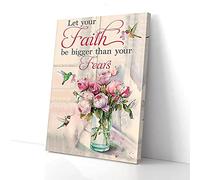 YAASIMOULE Let Your Faith Be Bigger Than Your Fear Hummingbird Flower Canvas Prints Wall Art