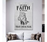 YAASIMOULE Let your faith be bigger than your fear praying hands canvas wall art