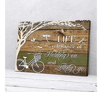 YAASIMOULE Life Is Balence Bicycle And Dragonfly Canvas Wall Art
