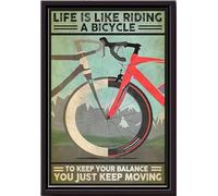 YAASIMOULE Life Is Like Riding A Bikecle To Keep Your Balance Just Moving Cycling Poster Framed Matte Canvas