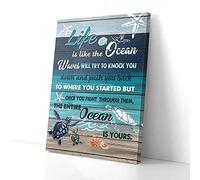 YAASIMOULE Life Is Like The Ocean Starfish Turtle Canvas Wall Art
