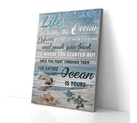YAASIMOULE Life Is Like The Ocean Turtle Love Canvas Prints Wall Art