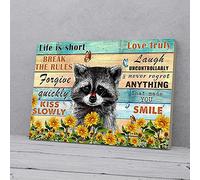 YAASIMOULE Life Is Short Love Truly Kiss Slowly Racoon Canvas Prints Wall Art