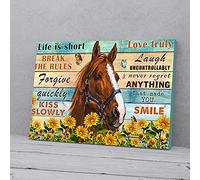 YAASIMOULE Life Is Short So Live It Break The Rules Sunflower Horse Canvas Prints Wall Art