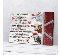 YAASIMOULE Life Is Short So Live It Cardinal Cow Canvas Wall Art