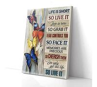 YAASIMOULE Life Is Short So Live It Color Butterfly Canvas Wall Art