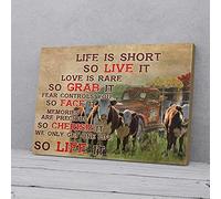 YAASIMOULE Life Is Short So Live It Cow Canvas Prints Wall Art