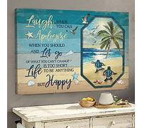 YAASIMOULE Life is too short to be anything but happy Turtle Landscape Canvas Print Wall Art