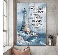 YAASIMOULE Lighthouse The Lord is my rock in whom I take refuge Jesus Portrait Canvas Print Wall Art