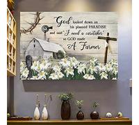 YAASIMOULE Lily field Farm God looked down on his planned paradise Jesus Landscape Canvas Print Wall Art
