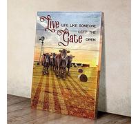 YAASIMOULE Live Life Like Someone Left The Gate Open Cow Canvas Prints