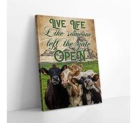 YAASIMOULE Live Life Like Someone Left The Gate Open Cow Canvas Prints Wall Art