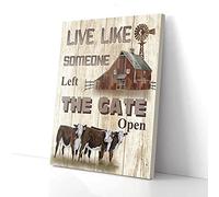 YAASIMOULE Live Like Someone Left The Gate Open Farm Cow Canvas Prints Wall Art