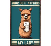 YAASIMOULE Llama Your Butt Napkins My Lady Cats Funny Bathroom Animals Poster