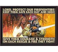 YAASIMOULE Lord Protect Our Firefighters Keep Them Safe Give Courage And Strength On Each Rescue Fire They Fight Firefighter Poster Framed Matte Canvas