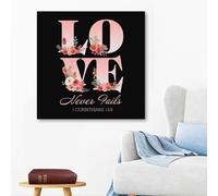 YAASIMOULE Love never fails 1 Corinthians 13:8 canvas wall art