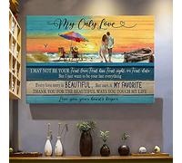 YAASIMOULE Lover on the beach I want to be your last everything Couple Landscape Canvas Print Wall Art