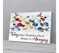 YAASIMOULE Make Today Amazing Colorful Flower Hummingbird Canvas Prints
