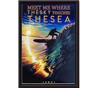 YAASIMOULE Meet Me Where The Sky Touches Sea Surfing Poster Sport Wall Art Gift For Women Men Surfer Lover Athletes Framed Matte Canvas Prints