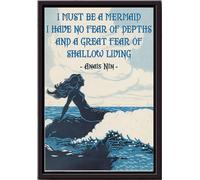 YAASIMOULE Mermaid Has No Fear Of Depths And Great Shallow Living Vintage Poster Decor Wall Art Gift For Girl Fairy Tales Lover Ocean Framed Matte Canvas Prints