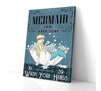 YAASIMOULE Mermaid On Bath Canvas Prints Wall Art