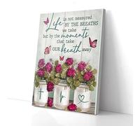 YAASIMOULE Moment That Take Our Breath Away Red Flowers Butterfly Canvas Wall Art